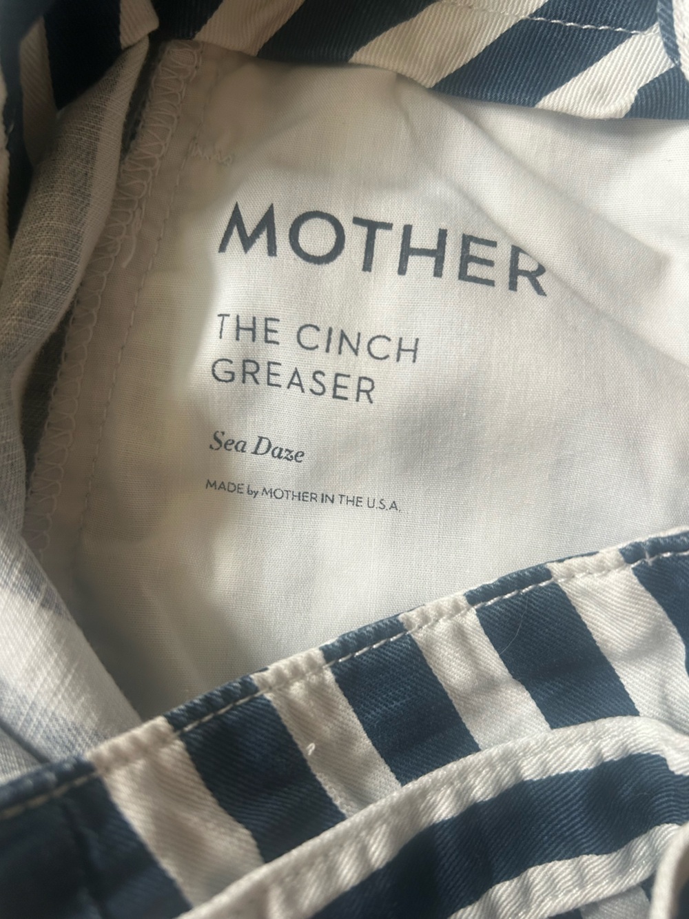 MOTHER The Cinch Greaser Navy White Vertical-Stripe Wide-Leg Pants Size 28 NWOT - Picture 6 of 8